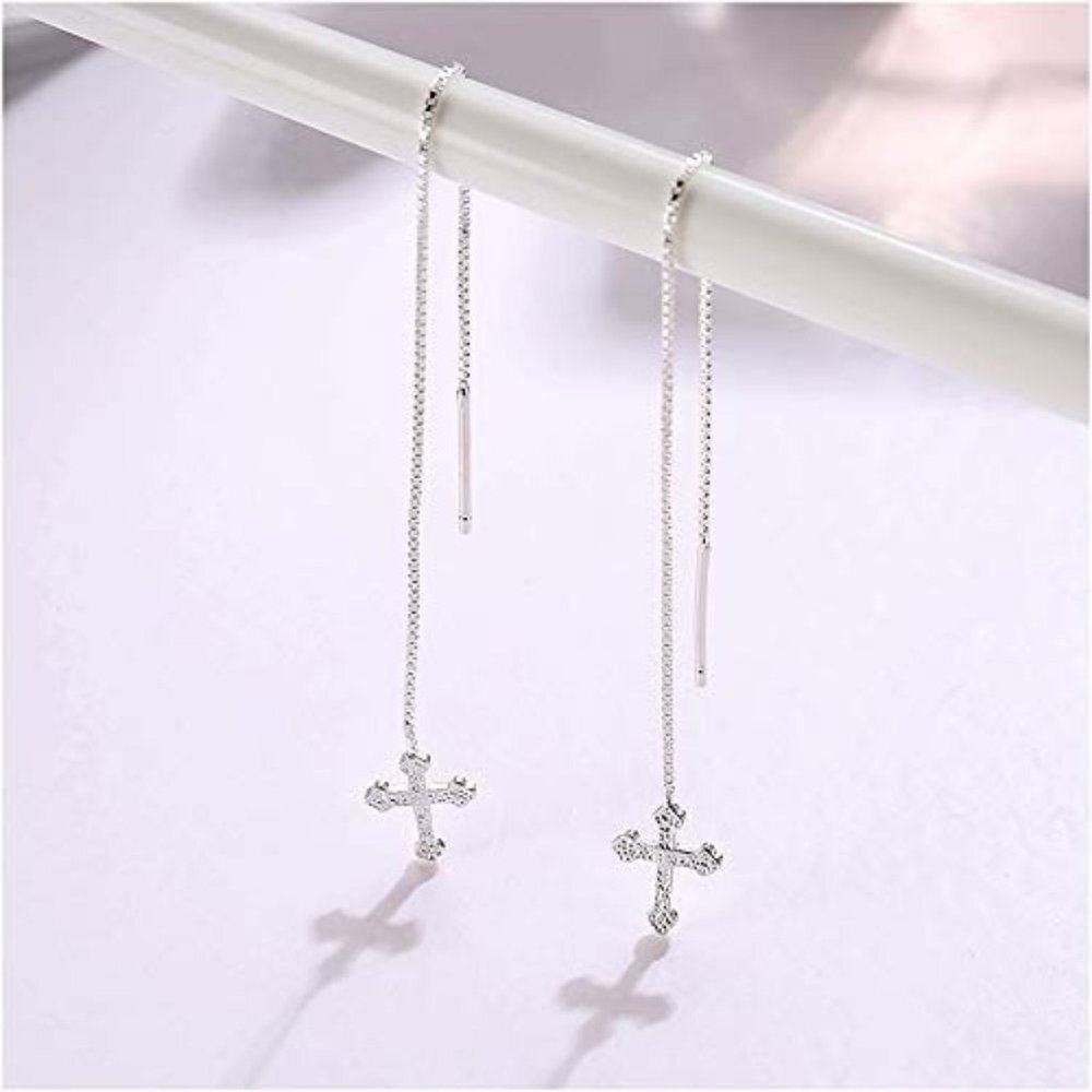 Cross Threader Drop Earrings